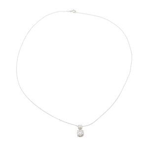 Sterling Silver Pave CZ Double Circle Pendant Necklace 18 Inches